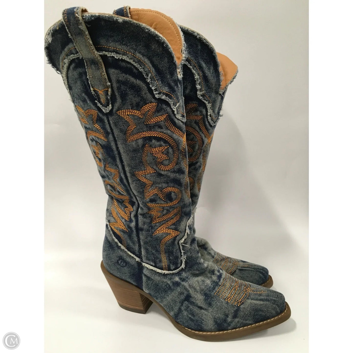 Boots Western By Dingo In Blue Denim, Size: 7