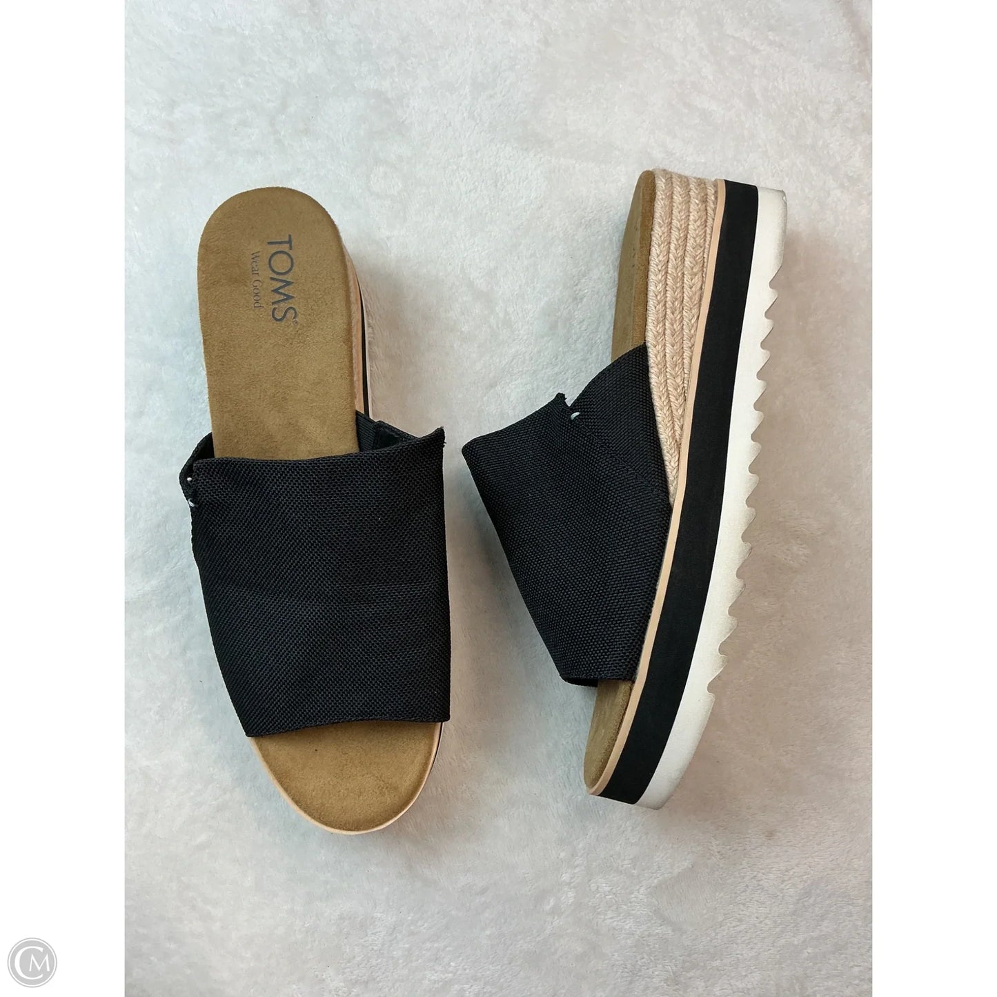 Sandals Heels Wedge By Toms In Black & Brown, Size: 12