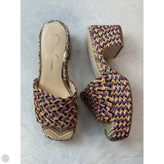 Sandals Heels Block By Jessica Simpson In Multi-colored, Size: 8