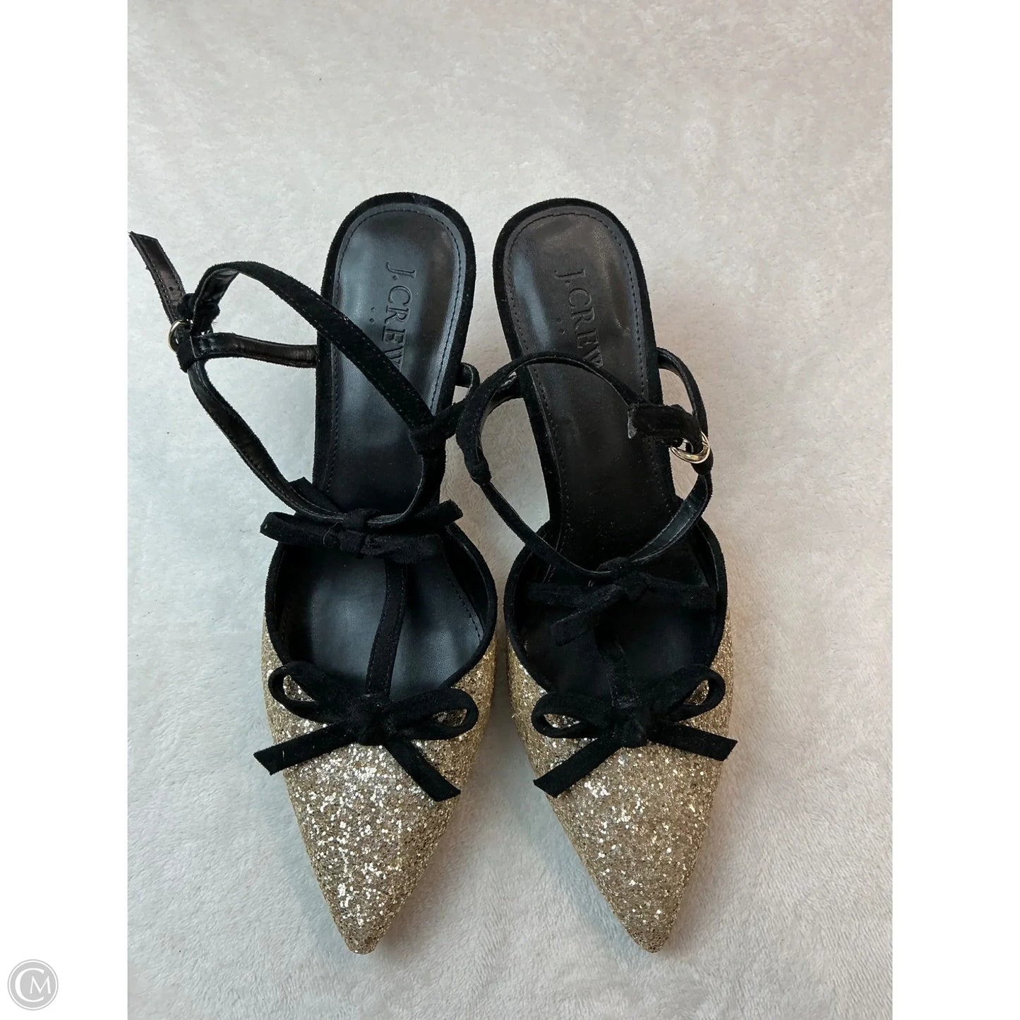 Shoes Heels Kitten By J. Crew In Black & Gold, Size: 9