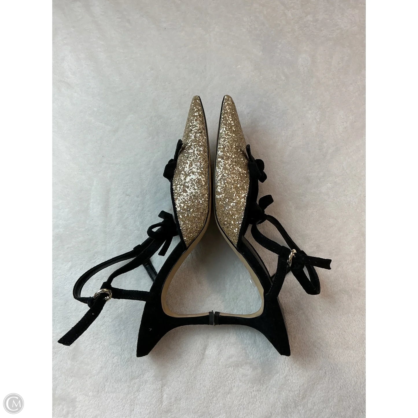 Shoes Heels Kitten By J. Crew In Black & Gold, Size: 9