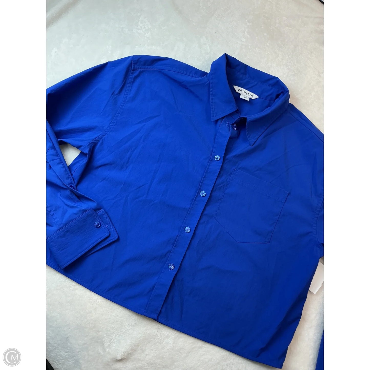 Athletic Top Long Sleeve Collar By Athleta In Blue, Size: M