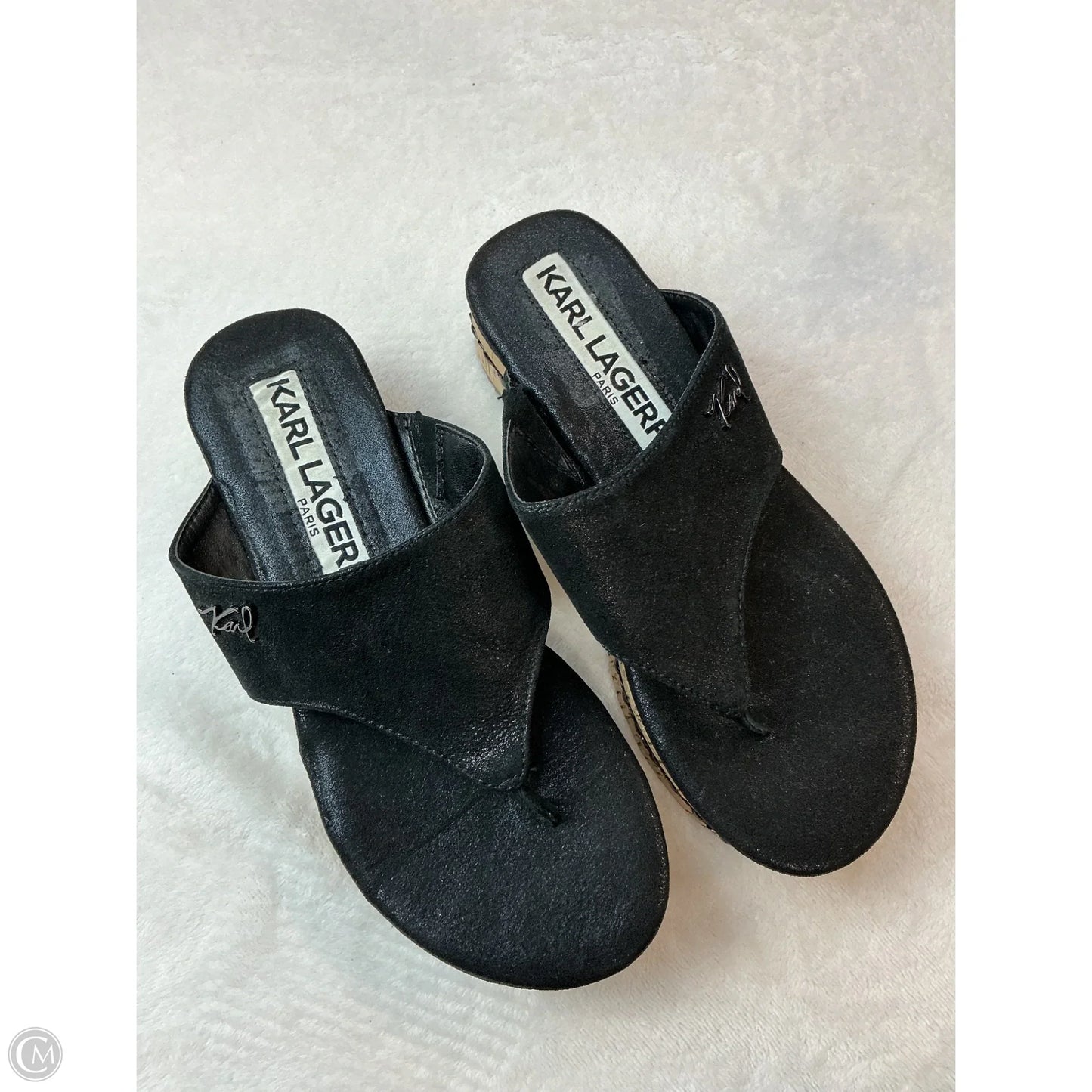 Sandals Designer By Karl Lagerfeld In Black, Size: 6
