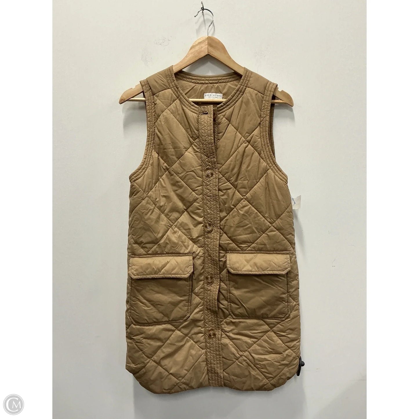 Vest Puffer & Quilted By Paper Crane In Tan, Size: S