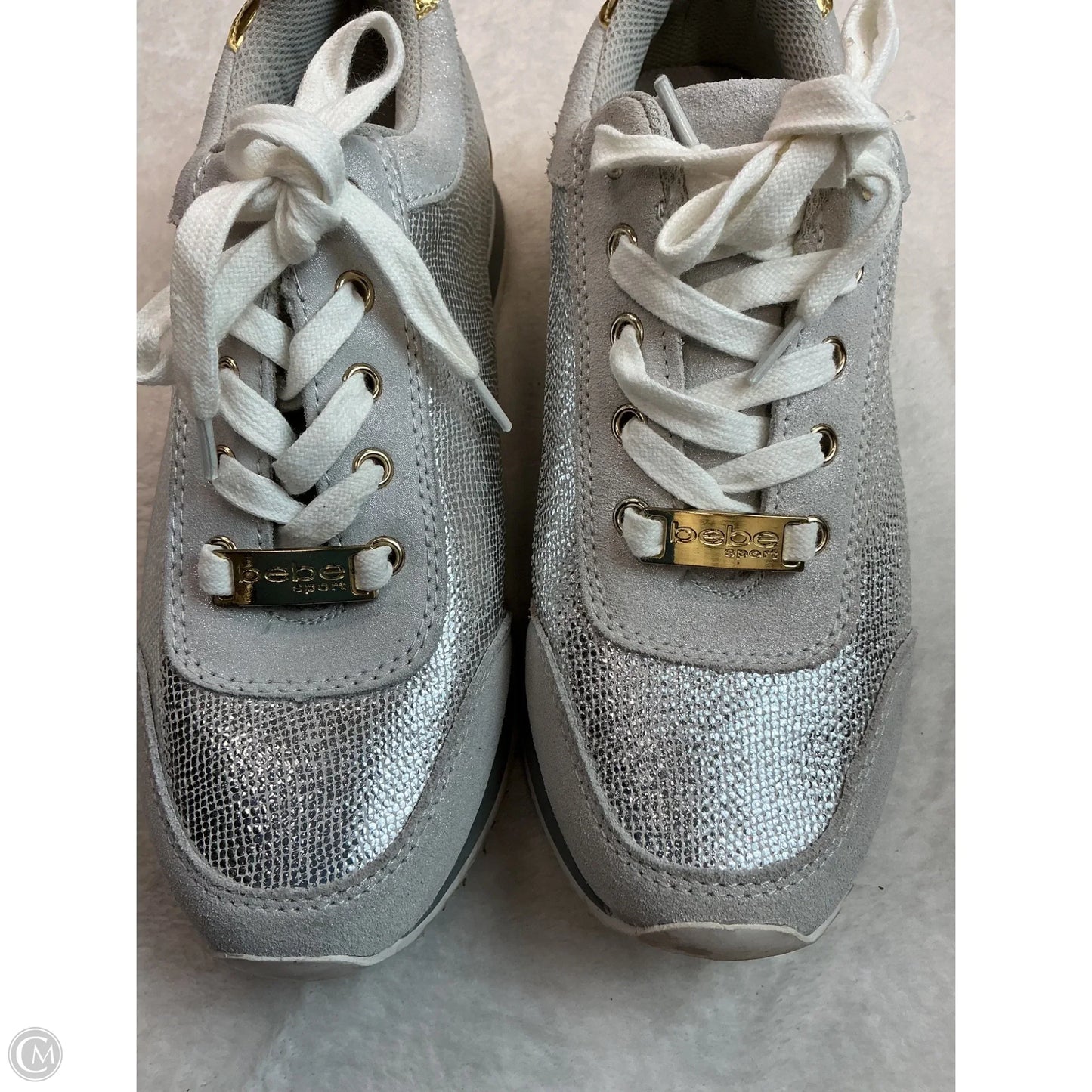 Shoes Athletic By Bebe In Silver, Size: 7.5