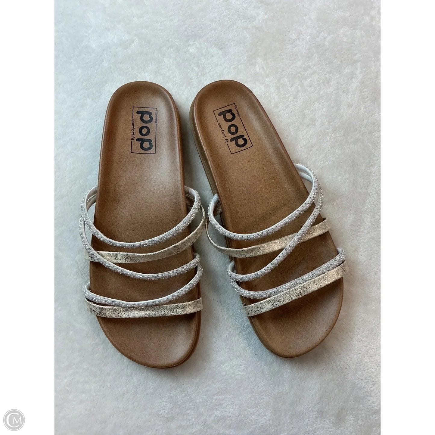 Sandals Flats By Clothes Mentor In White, Size: 8.5