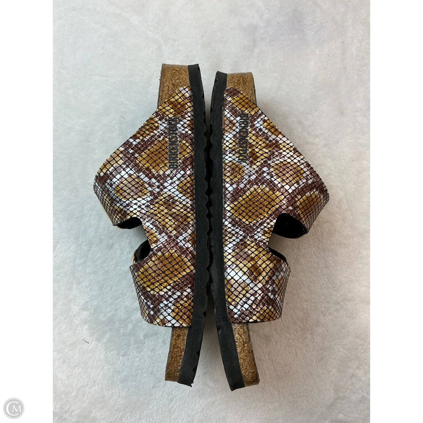 Sandals Flats By Birkenstock In Snakeskin Print, Size: 7