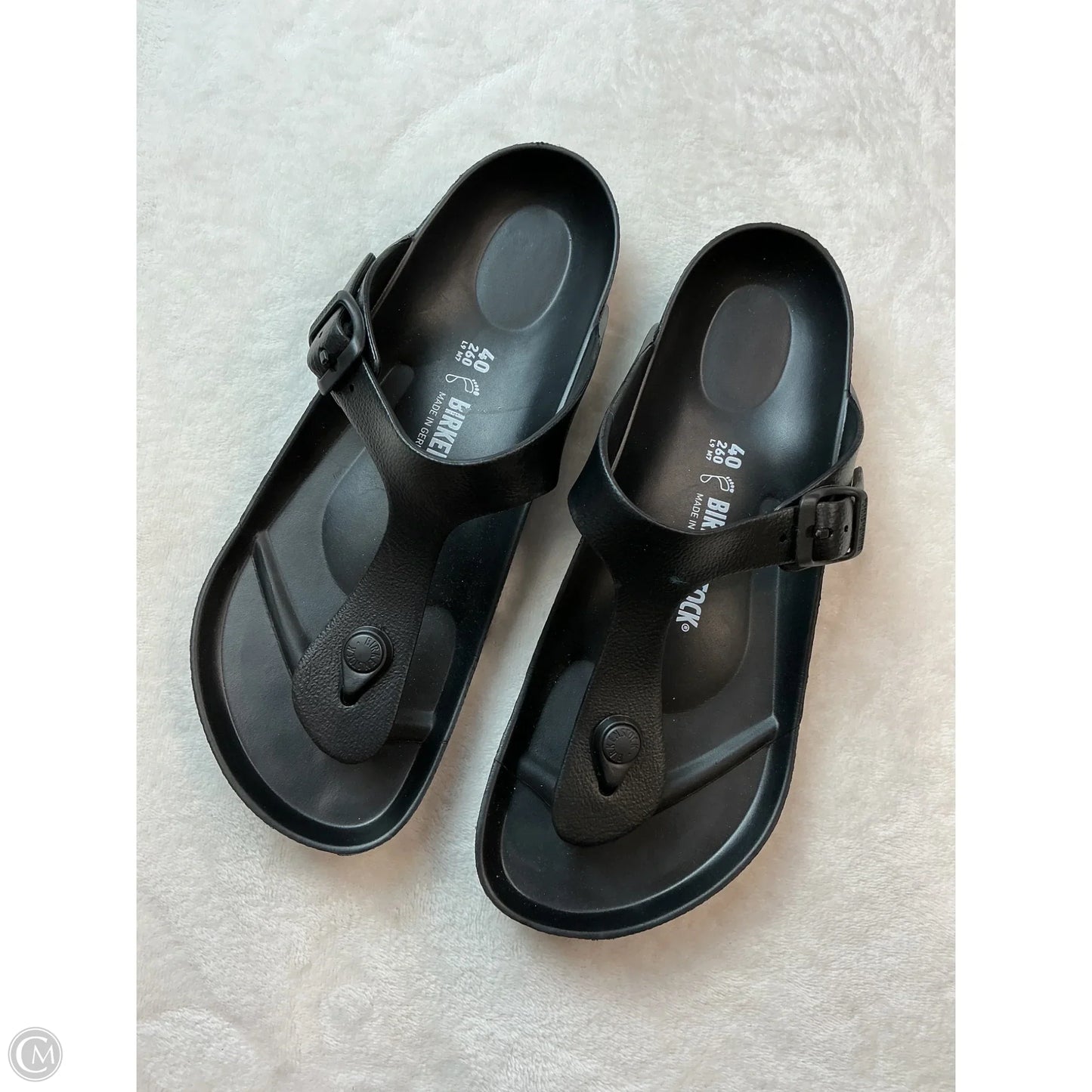 Sandals Flip Flops By Birkenstock In Black, Size: 10