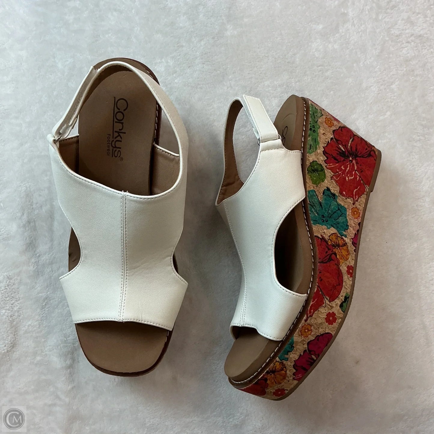 Sandals Heels Wedge By Corkys In White, Size: 10