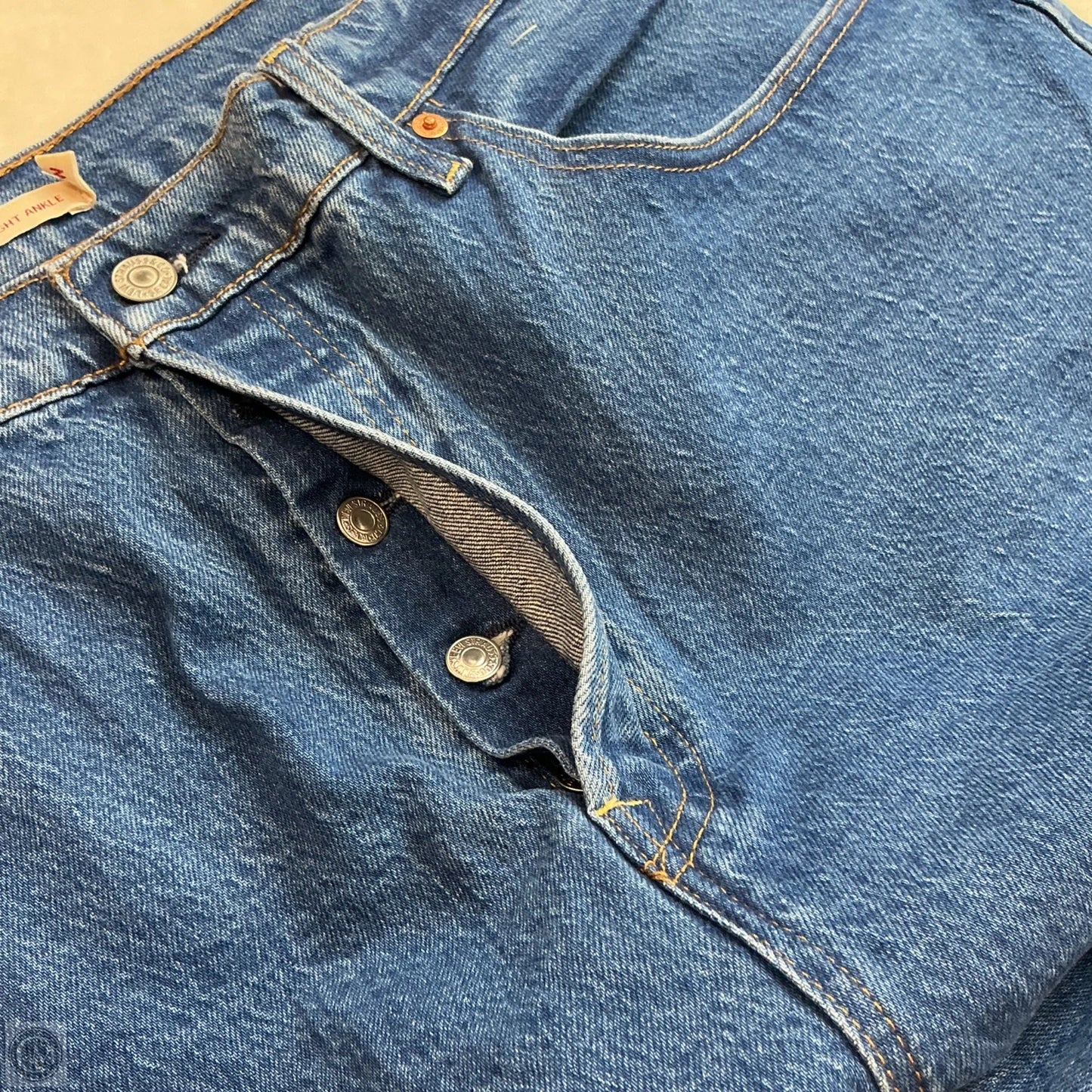 Jeans Straight By Levis In Blue Denim, Size: 18