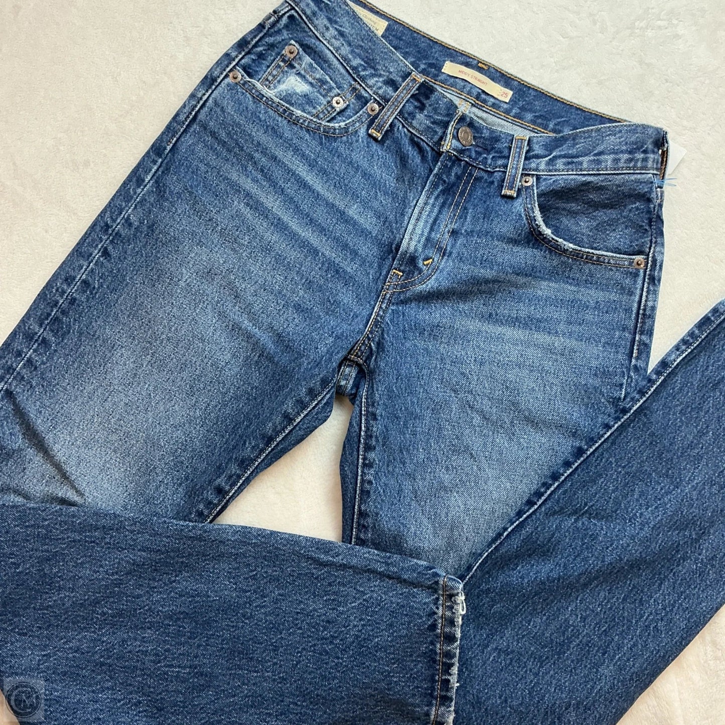 Jeans Straight By Levis In Blue Denim, Size: 2