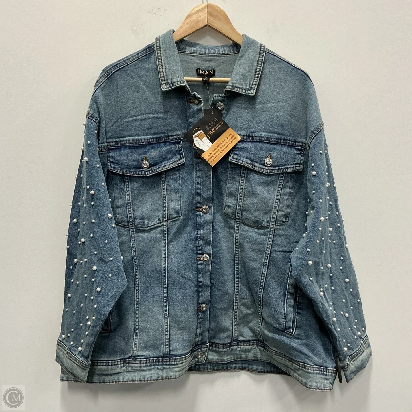 Jacket Denim By Iman Hsn In Blue Denim, Size: 2x