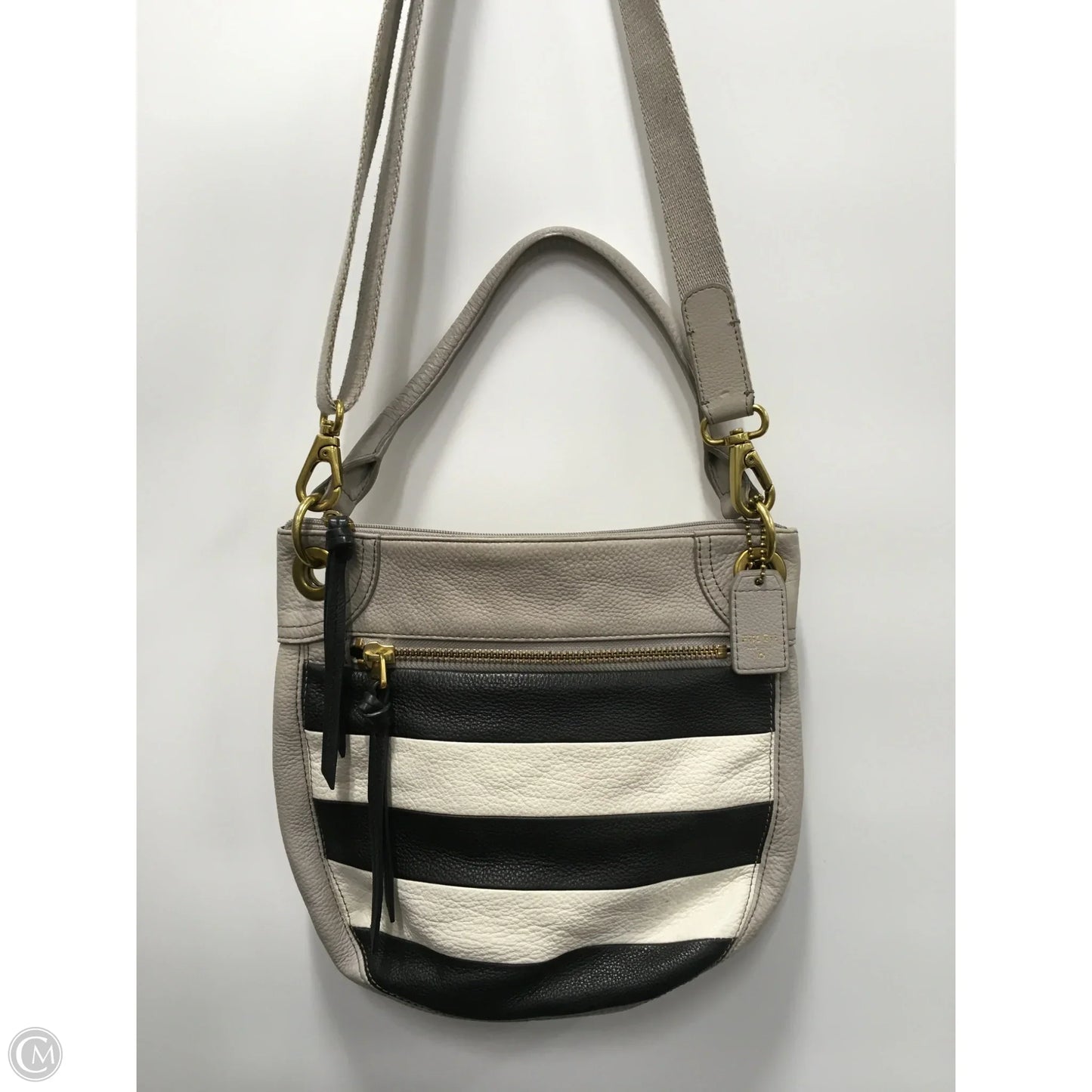 Handbag Leather By Fossil, Size: Medium