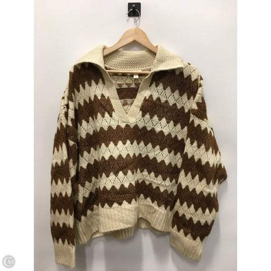 Sweater By Ana In Brown & Cream, Size: Xl