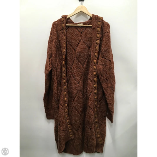 Sweater Cardigan By Pol In Brown, Size: 2x