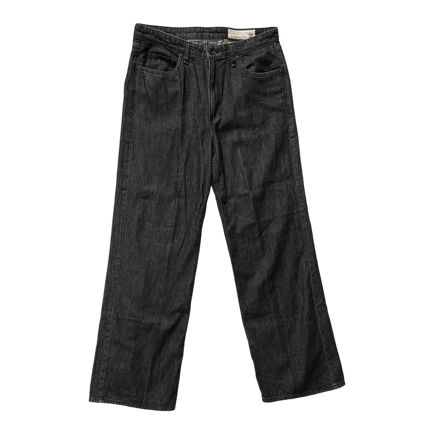 Jeans Wide Leg By Rag And Bone In Black Denim, Size:10