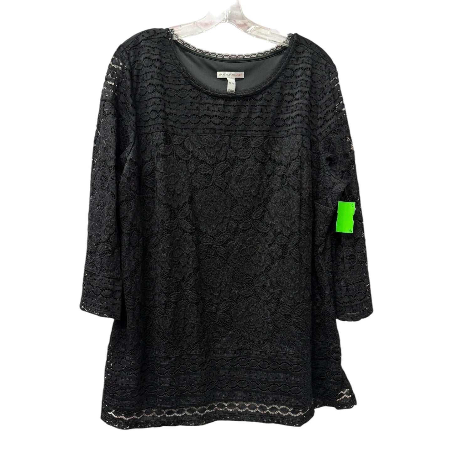Top 3/4 Sleeve By Isaac Mizrahi Live Qvc In Black, Size:Xl
