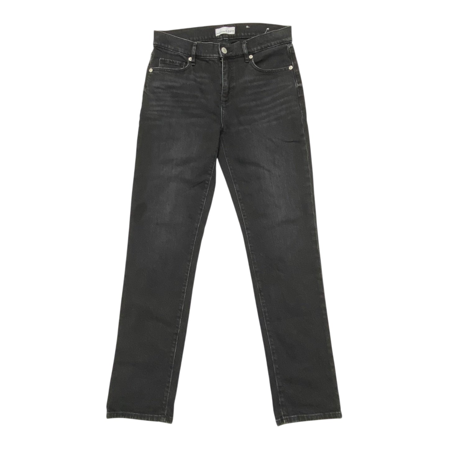 Jeans Straight By Loft In Black Denim, Size:2