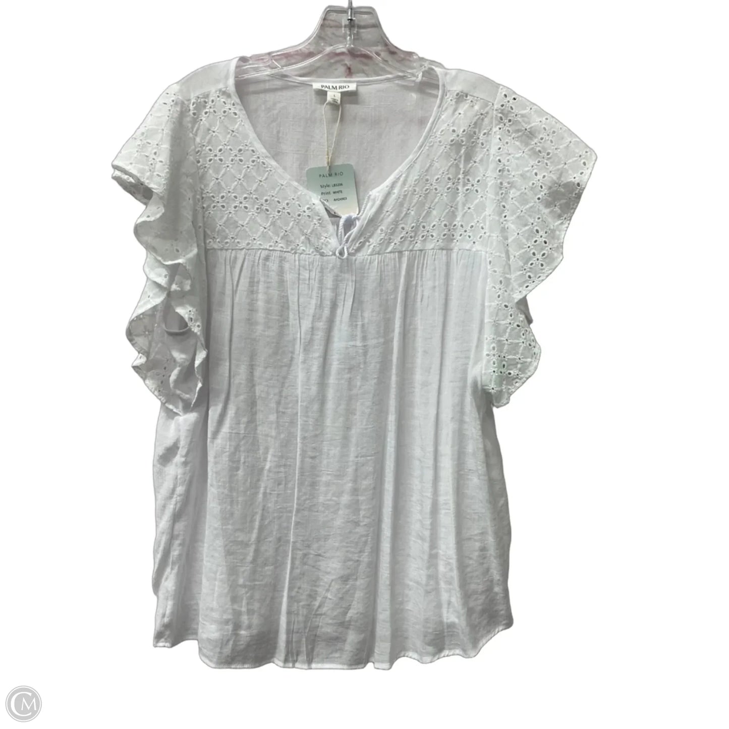 Top Short Sleeve By Palm Rio  In White, Size: L