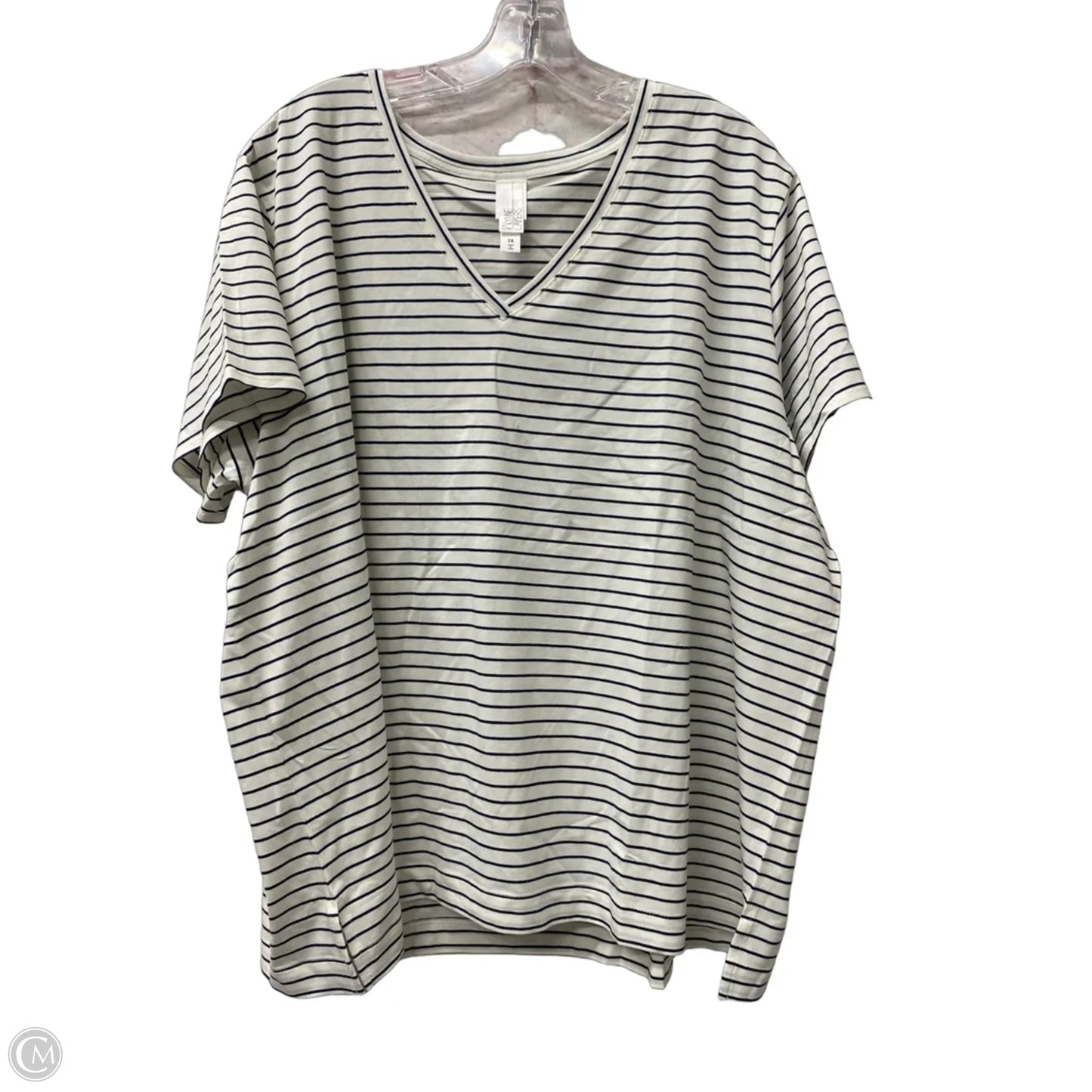 Top Short Sleeve Basic By wynne lsyers  In Black & White, Size: 3x