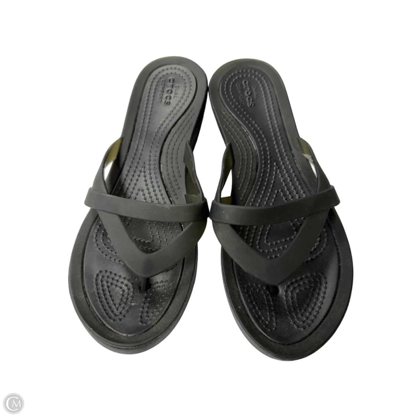 Sandals Flip Flops By Crocs In Black, Size: 8