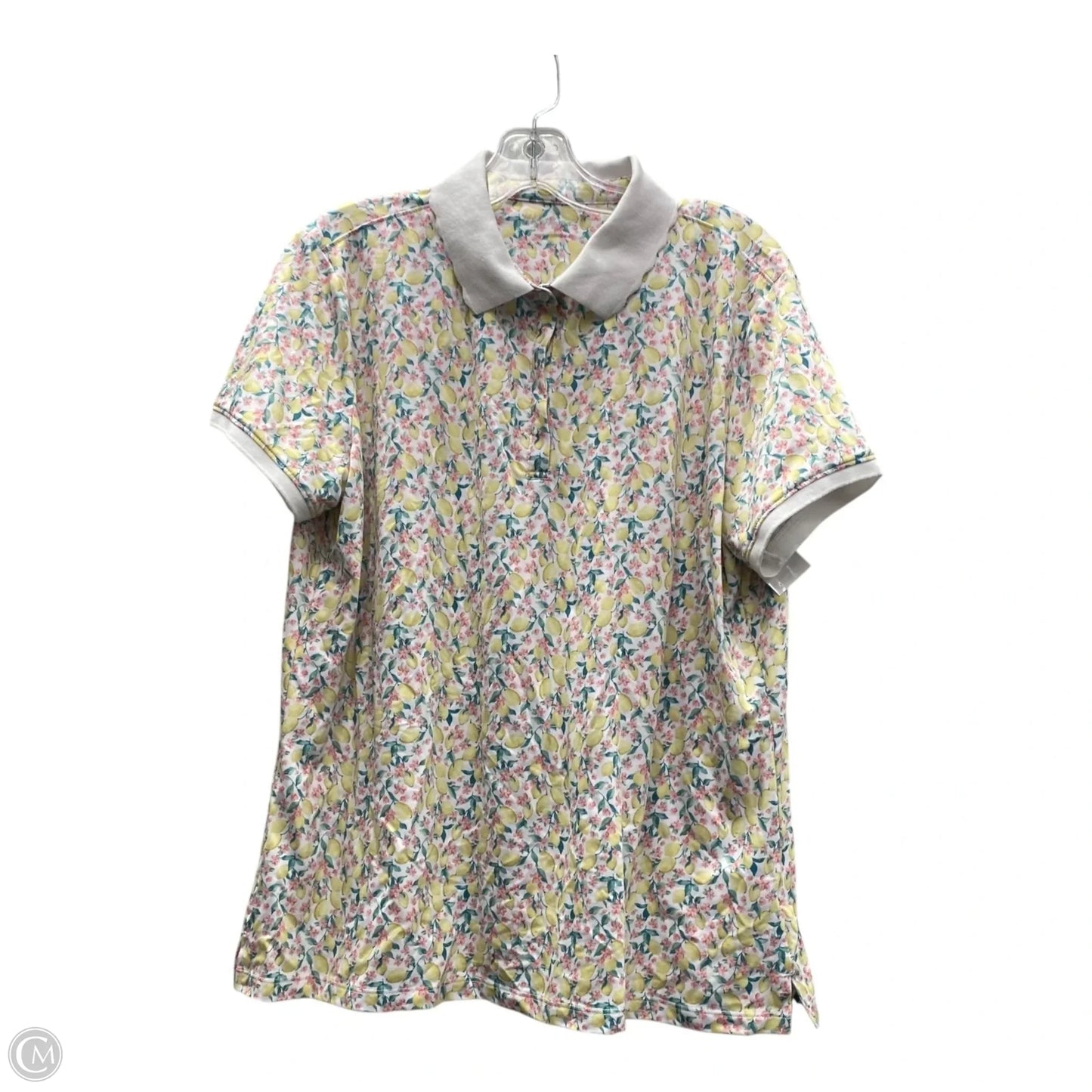 Athletic Top Short Sleeve  In White & Yellow, Size: Xl