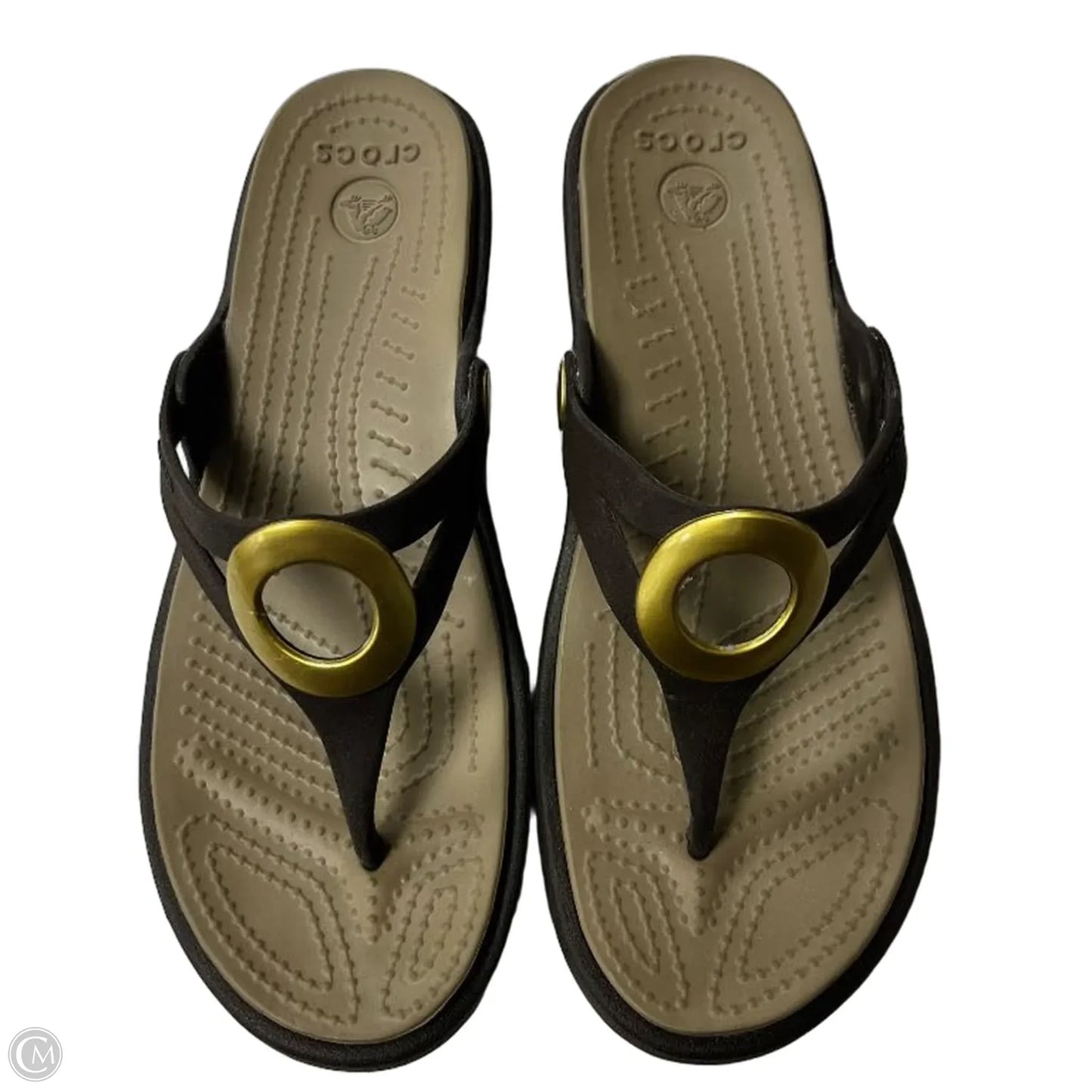 Sandals Flats By Crocs In Brown, Size: 6
