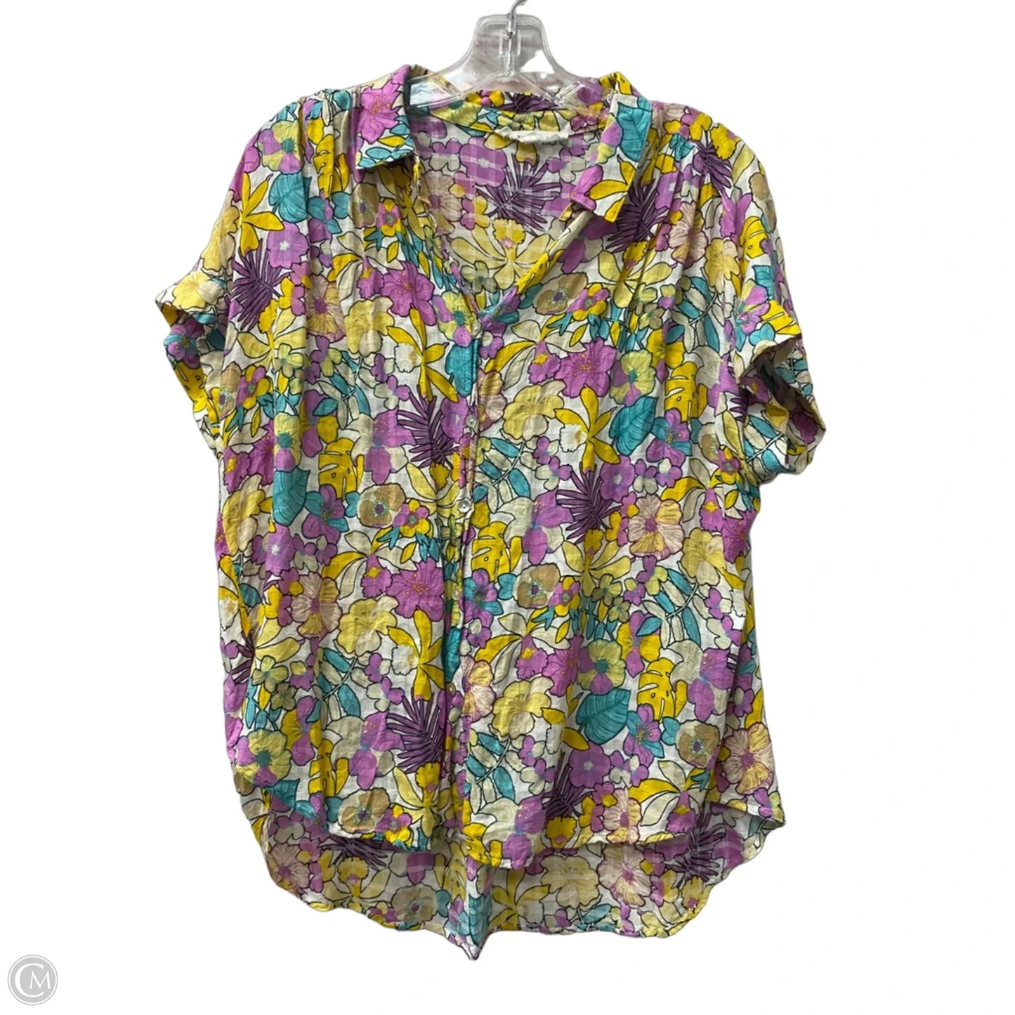 Top Short Sleeve By Jane And Delancey In Purple & Yellow, Size: Xl