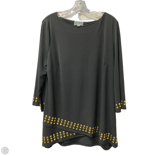 Top 3/4 Sleeve By Jm Collections In Black, Size: L