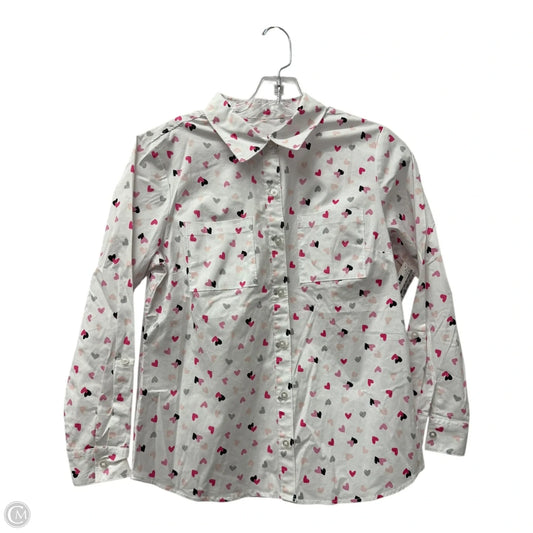 Top Long Sleeve By Christopher And Banks In Pink & White, Size: S