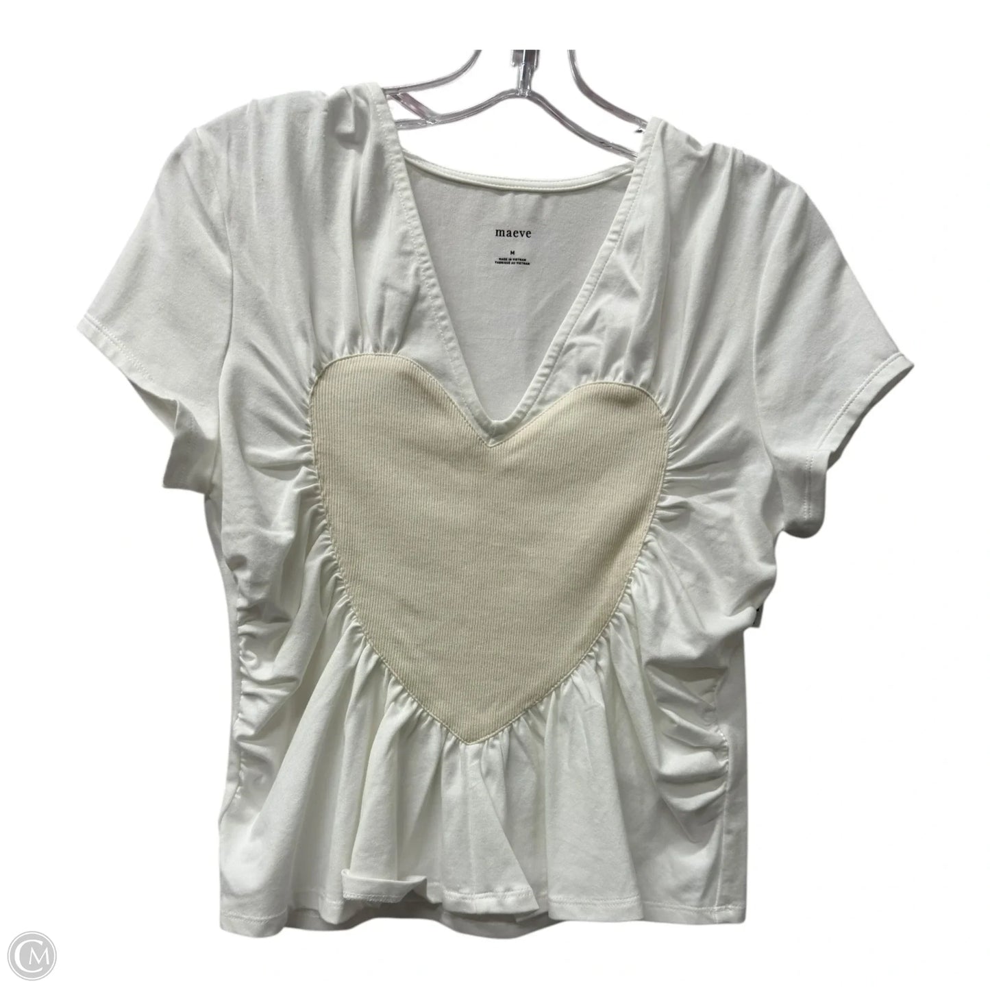 Top Short Sleeve By Maeve In Cream, Size: M
