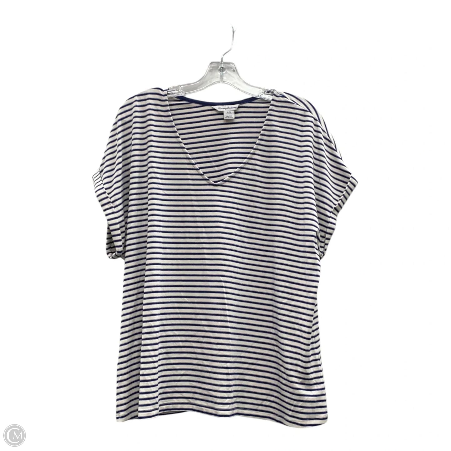 Top Short Sleeve By Tommy Bahama In Blue & Cream, Size: L