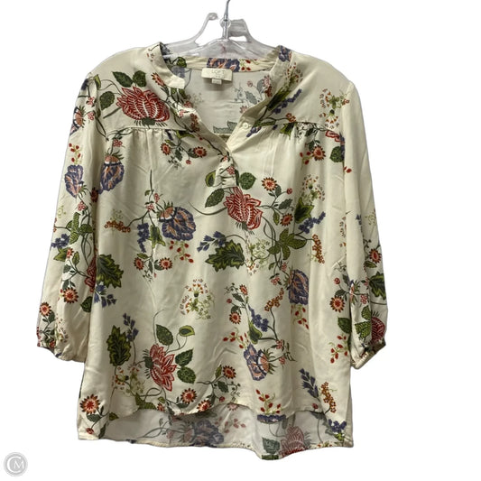 Top Short Sleeve By Loft In Cream, Size: Mp