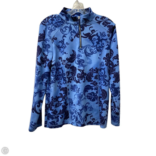 Athletic Top Long Sleeve Collar By Chicos In Blue, Size: M