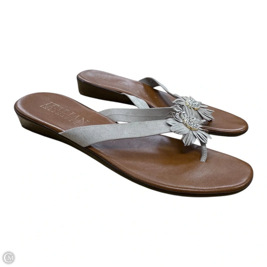 Sandals Heels Wedge By Italian Shoemakers In Brown, Size: 9