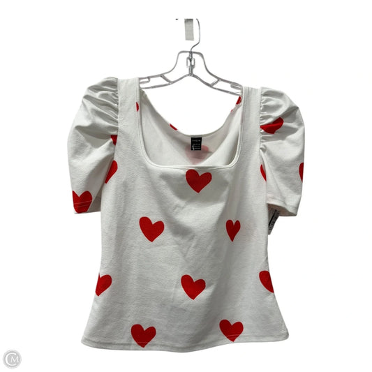 Top Short Sleeve By Shein In White, Size: L