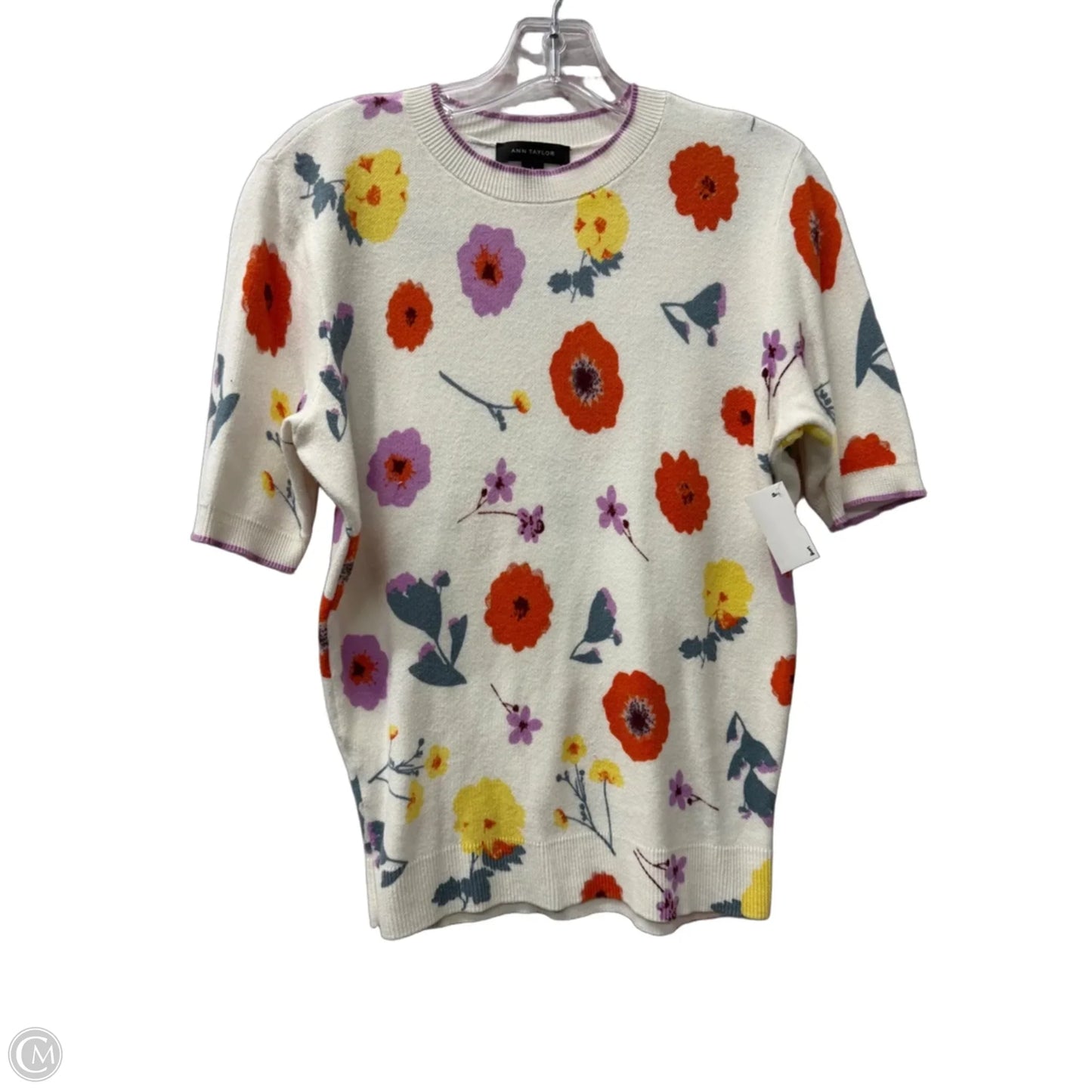 Top Short Sleeve By Ann Taylor In White, Size: S