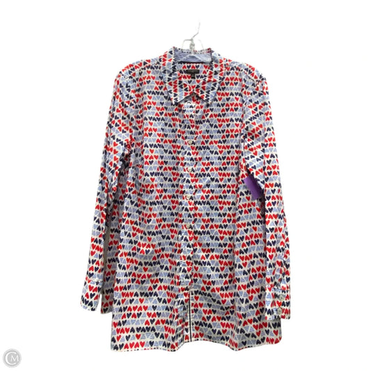 Top Long Sleeve By Talbots In Blue Red & White, Size: 1x