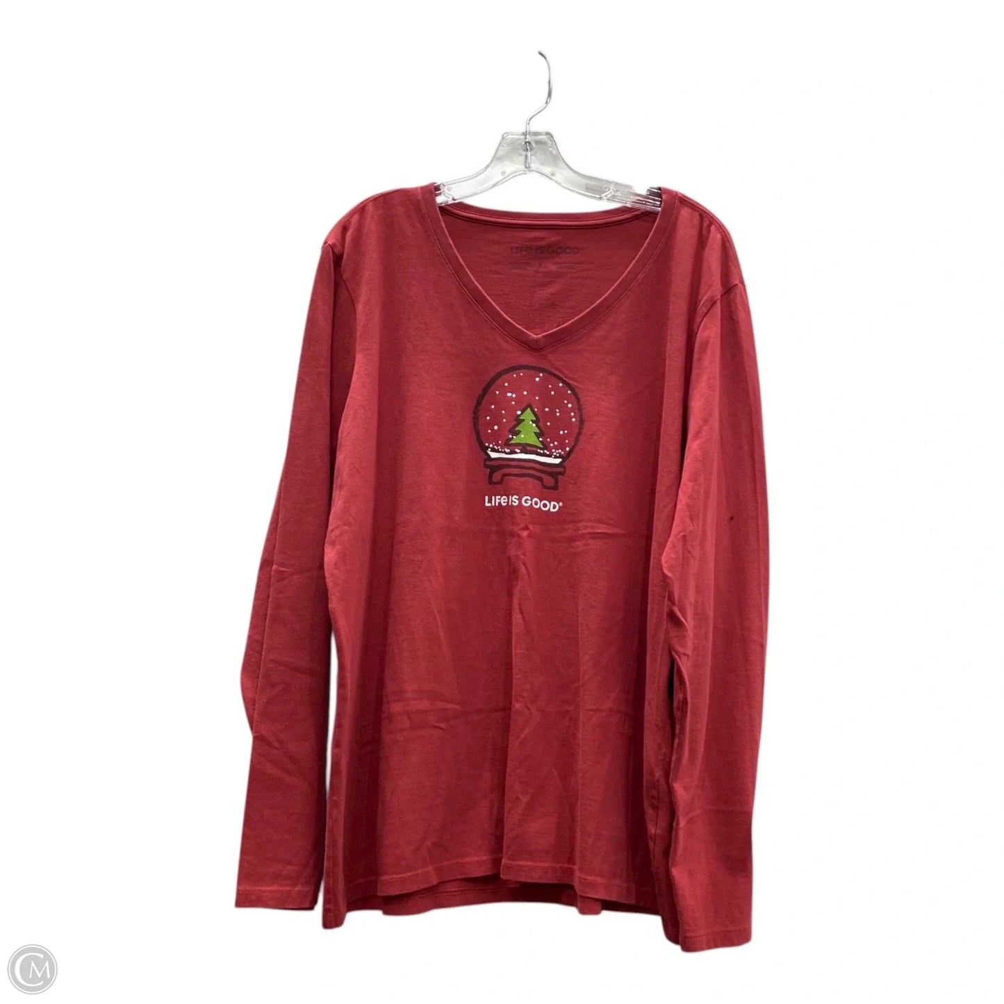 Athletic Top Long Sleeve Collar By Life Is Good In Red, Size: Xl
