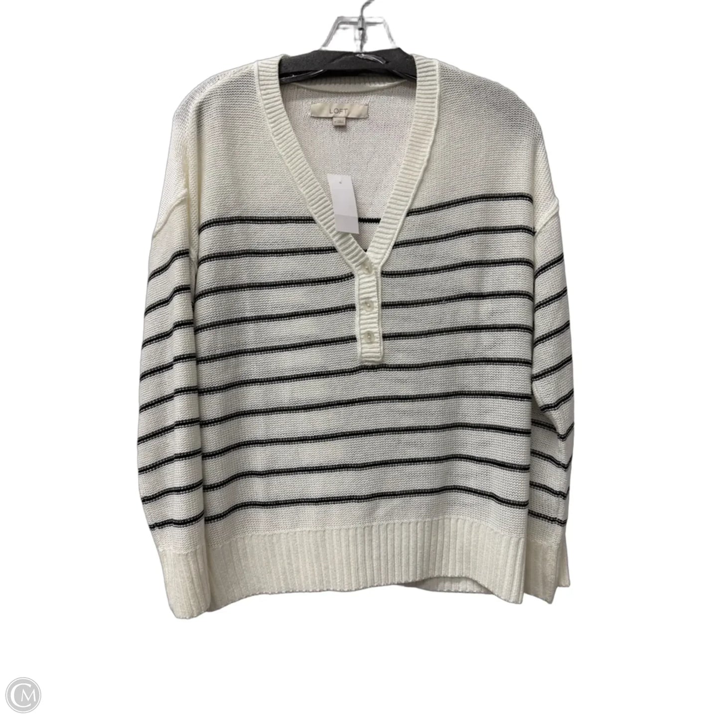 Top Long Sleeve By Loft In White, Size: M