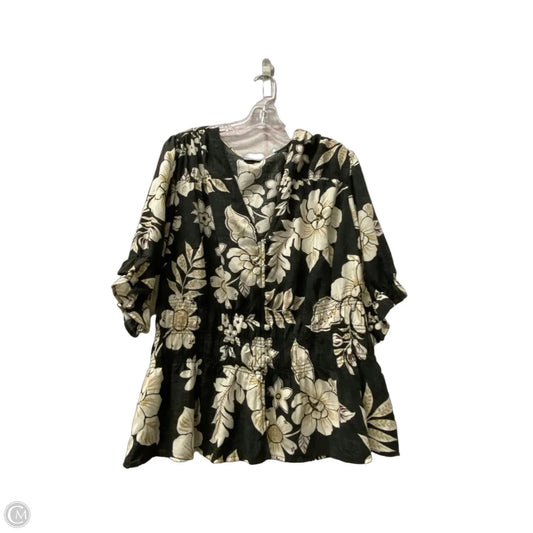 Top 3/4 Sleeve By Torrid In Black & Tan, Size: 2x