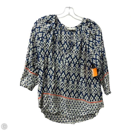 Top 3/4 Sleeve By Beachlunchlounge In Blue & Cream, Size: M