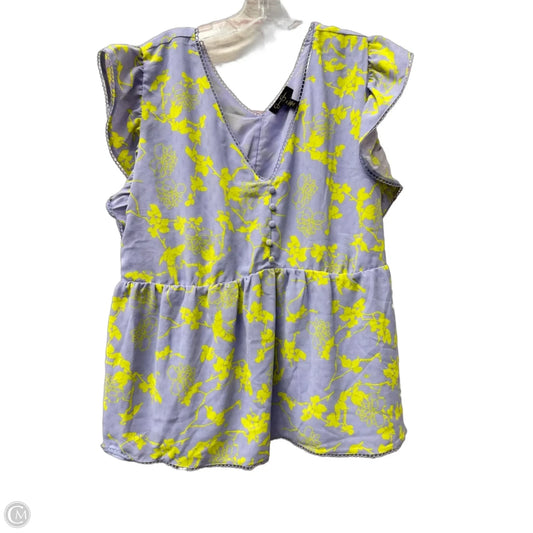 Top Short Sleeve By Jessica Simpson In Purple & Yellow, Size: 3x