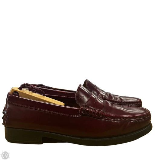 Shoes Luxury Designer By Tods In maroon , Size: 9