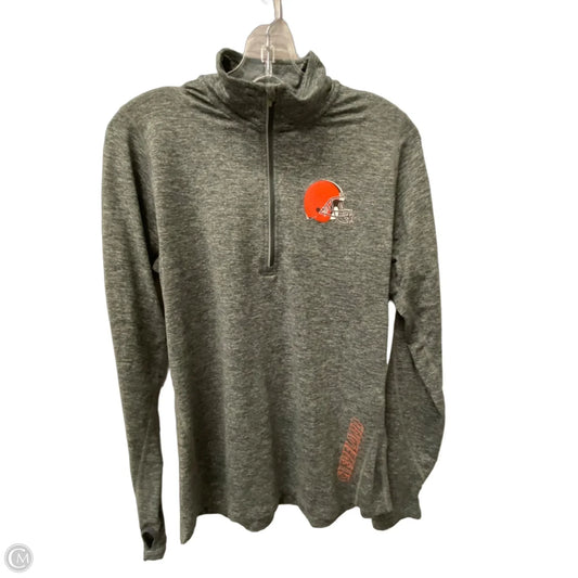 Athletic Top Long Sleeve Collar By Nike In Grey, Size: M