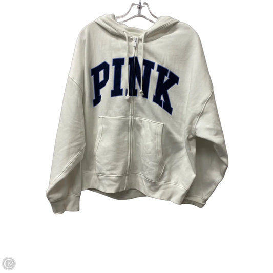 Athletic Sweatshirt Hoodie By Pink In White, Size: Xl