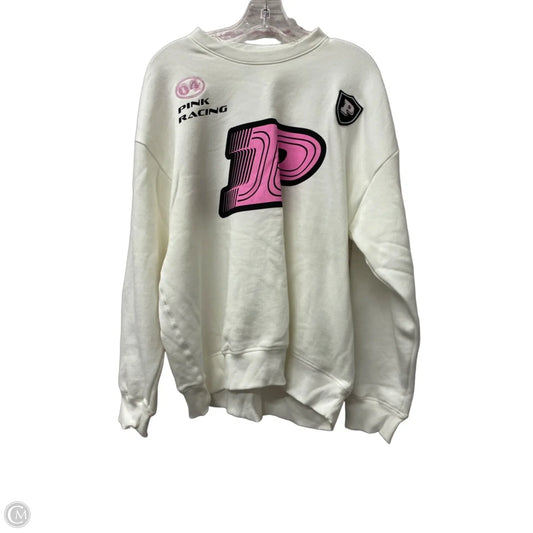 Athletic Sweatshirt Crewneck By Pink In White, Size: Xl