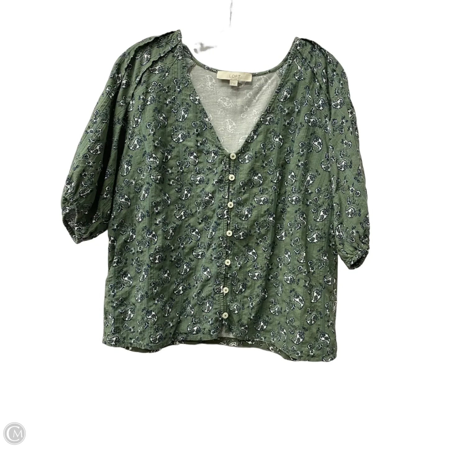 Top Short Sleeve By Loft In Green, Size: L
