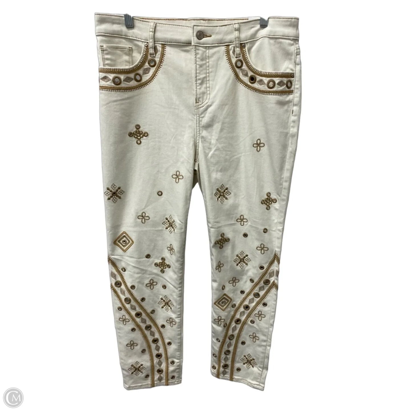 Jeans Cropped By Chicos In Cream, Size: 10