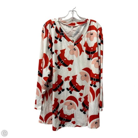 Top Long Sleeve By visulily In Red & White, Size: 2x